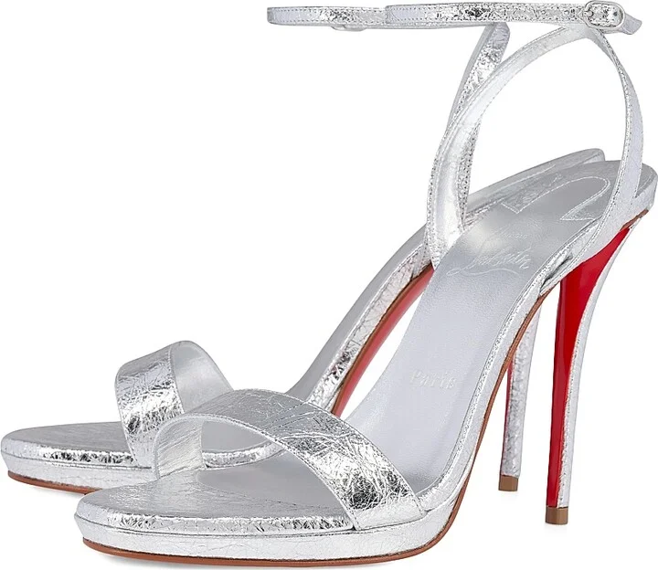 Women's Miss Z 120MM Queen Leather Sandals - Silver - Size 4 - Image 2