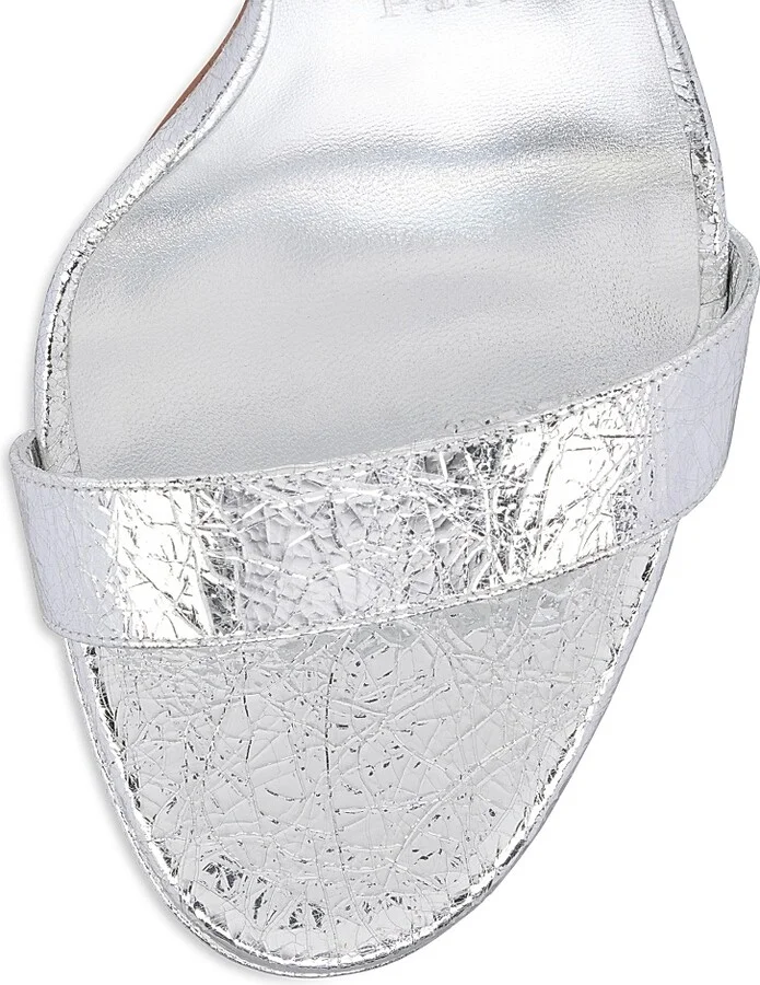Women's Miss Z 120MM Queen Leather Sandals - Silver - Size 4 - Image 4