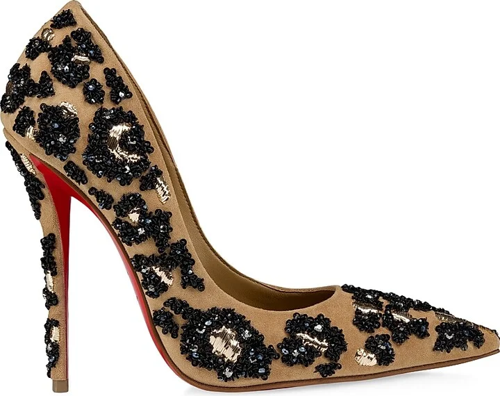 Women's Miss Z Lameleo 120MM Embroidered Pumps - Beige - Size 6.5