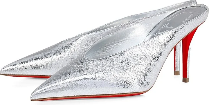 Women's Miss Z Slimimule 80MM Laminated Leather Pumps - Silver - Size 5 - Image 2