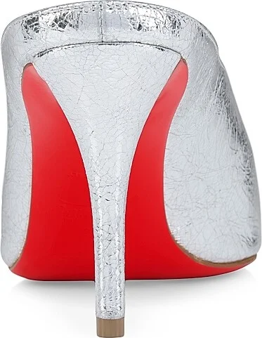 Women's Miss Z Slimimule 80MM Laminated Leather Pumps - Silver - Size 5 - Image 3