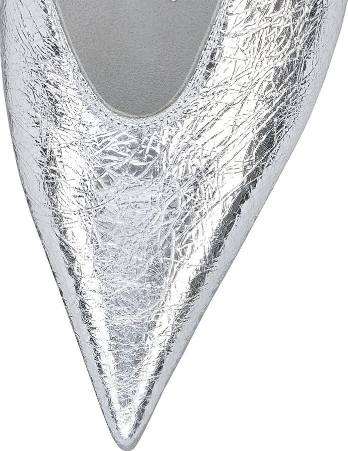 Women's Miss Z Slimimule 80MM Laminated Leather Pumps - Silver - Size 5 - Image 4