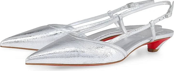Women's Miss Z Slingina Laminated Leather 25MM Pumps - Silver - Size 6 - Image 2