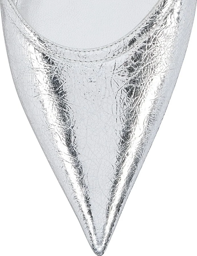Women's Miss Z Slingina Laminated Leather 25MM Pumps - Silver - Size 6 - Image 4
