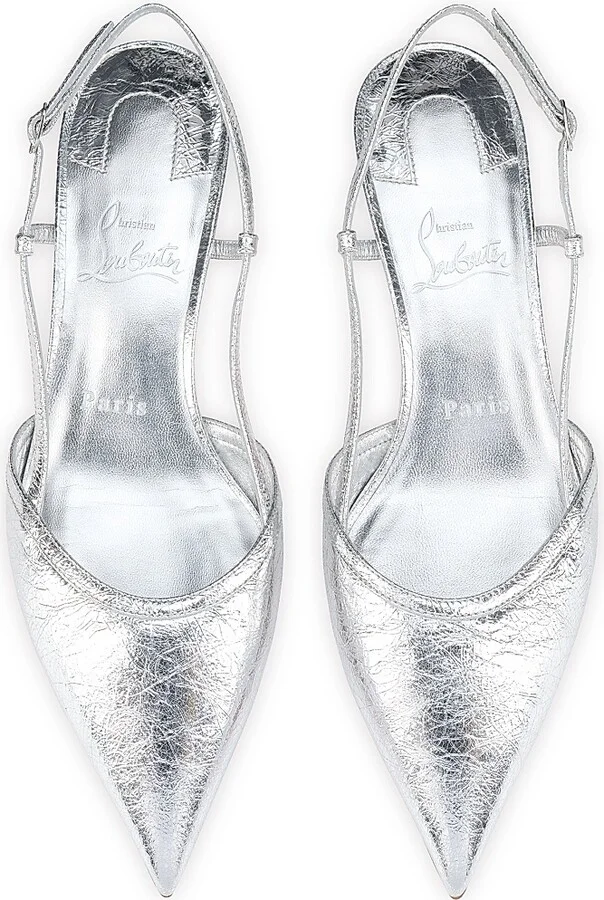 Women's Miss Z Slingina Laminated Leather 25MM Pumps - Silver - Size 6 - Image 5