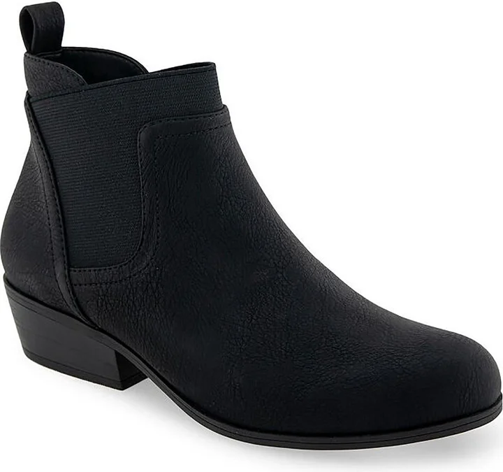 Womens Mixed Media Faux Leather Ankle Boots