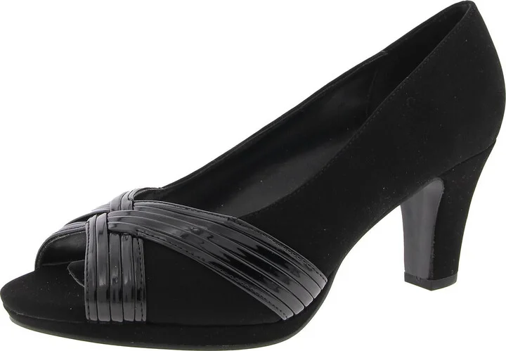 Womens Mixed Media Faux Leather Heels