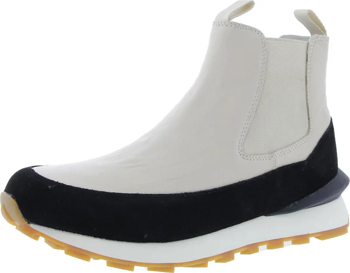 Womens Mixed Media Leather Ankle Boots