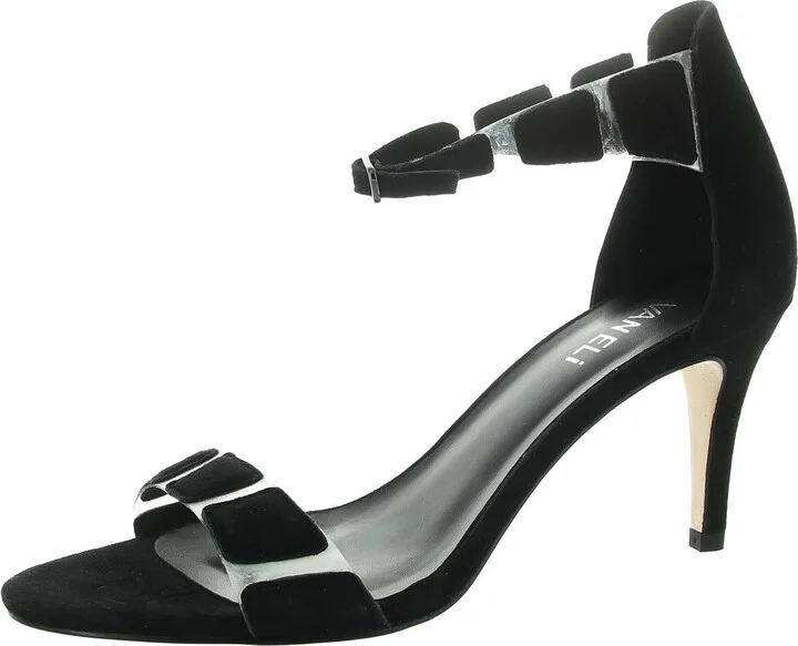 Womens Mixed Media Leather Ankle Strap