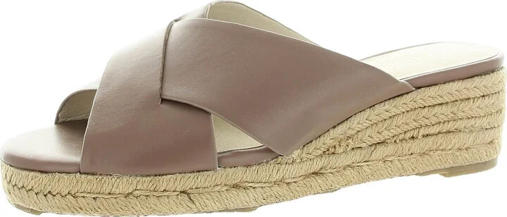 Womens Mixed Media Leather Wedge Sandals