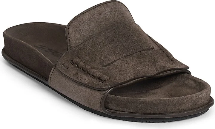 Women's Mocassin-Style Suede Slides - Dark Brown - Size 5 Sandals - Image 2