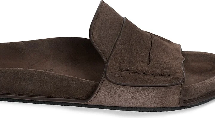 Women's Mocassin-Style Suede Slides - Dark Brown - Size 5 Sandals - Image 5