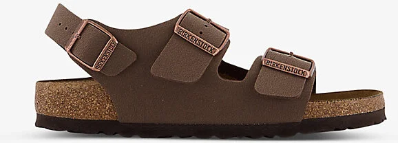 Womens Mocha Milano Buckle-Embellished Faux-Leather Sandals Eur 39 / 6 Uk Women