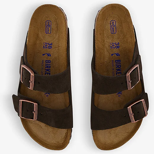 Womens Mocha Suede Arizona Double-Strap Leather Sandals Eur 37 / 4 Uk Women - Image 2