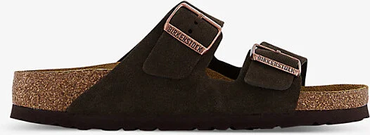Womens Mocha Suede Arizona Double-Strap Leather Sandals Eur 37 / 4 Uk Women