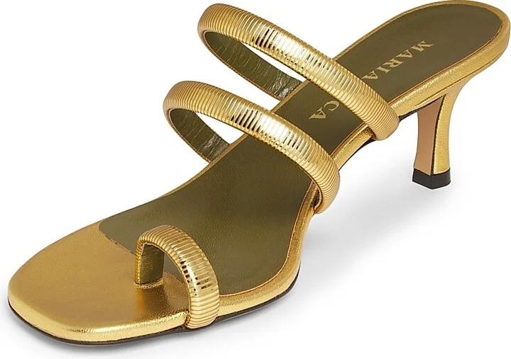 Women's Modia 60MM Leather Sandals - Gold - Size 6.5 - Image 2