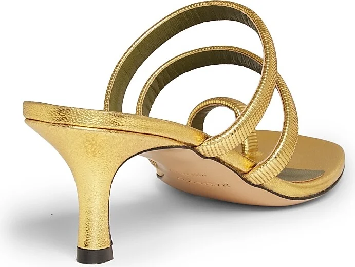 Women's Modia 60MM Leather Sandals - Gold - Size 6.5 - Image 3