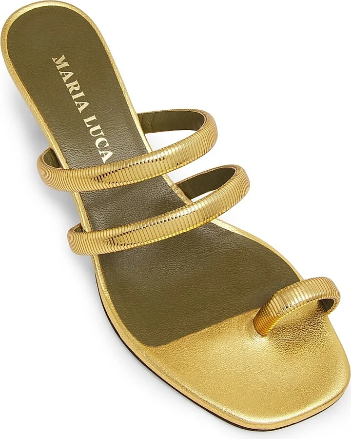 Women's Modia 60MM Leather Sandals - Gold - Size 6.5 - Image 4