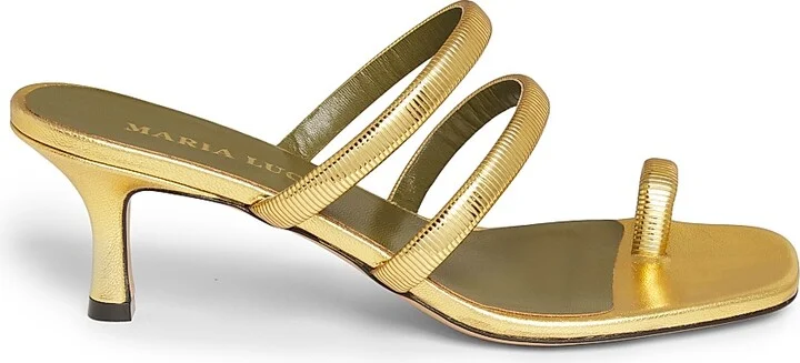 Women's Modia 60MM Leather Sandals - Gold - Size 6.5