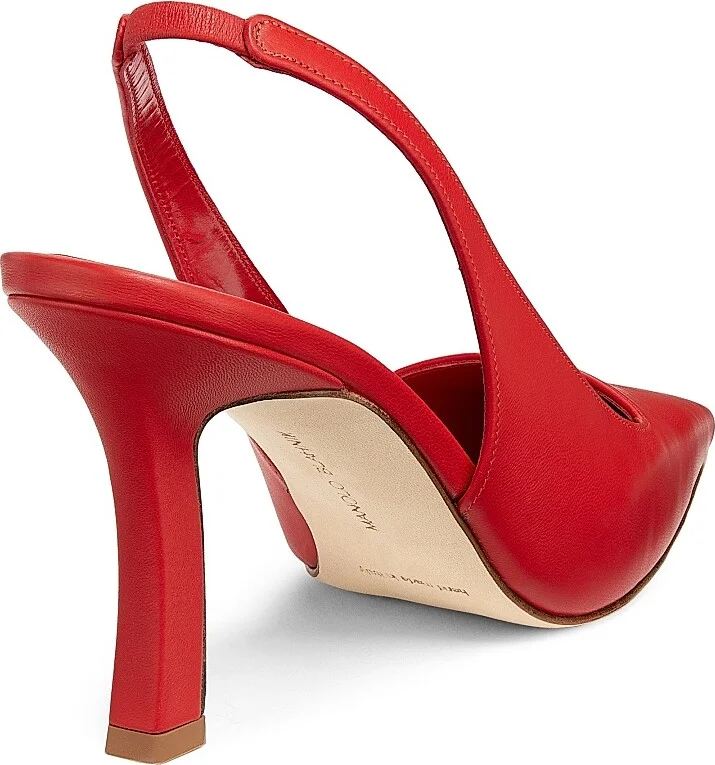 Women's Moirasli Leather Slingback Pumps - Bright Red - Size 5 - Image 3