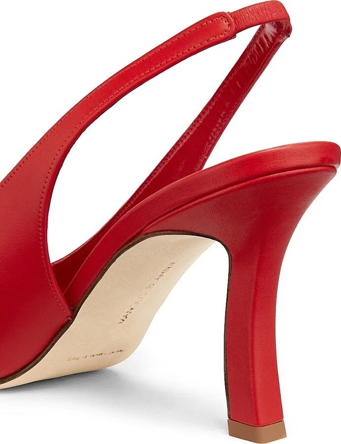 Women's Moirasli Leather Slingback Pumps - Bright Red - Size 5 - Image 5