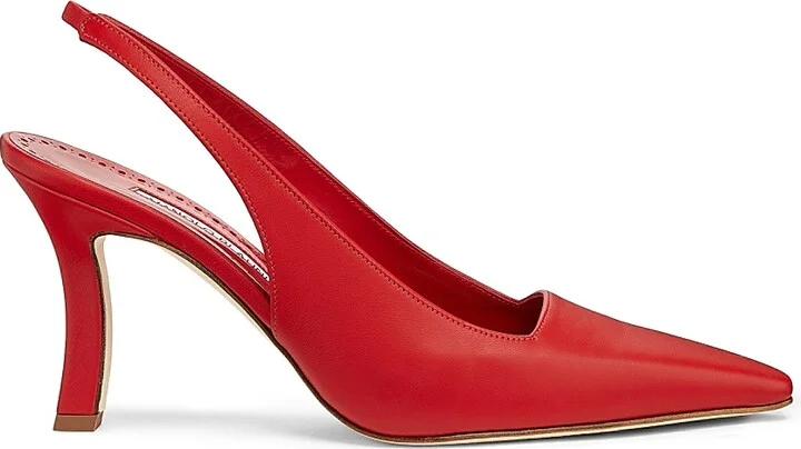 Women's Moirasli Leather Slingback Pumps - Bright Red - Size 5