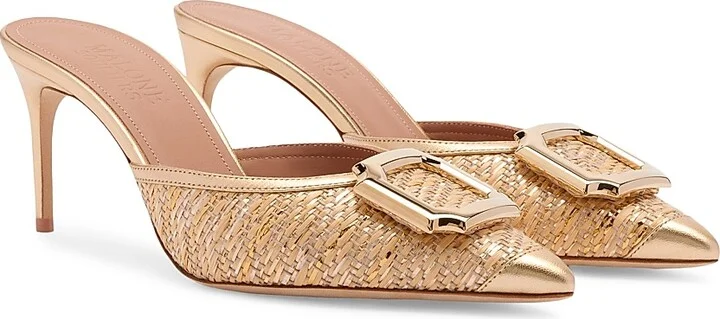Women's Mona 70MM Metallic Raffia Mules - Silver - Size 8.5 - Image 6