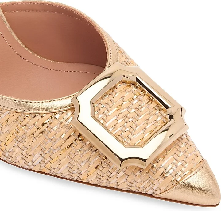 Women's Mona 70MM Metallic Raffia Mules - Silver - Size 8.5 - Image 8