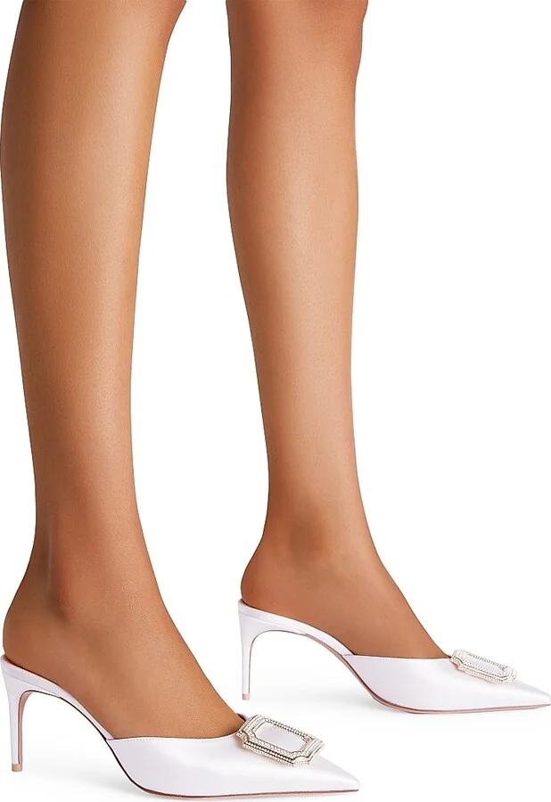 Women's Mona 70MM Satin Mules - White - Size 11 - Image 2