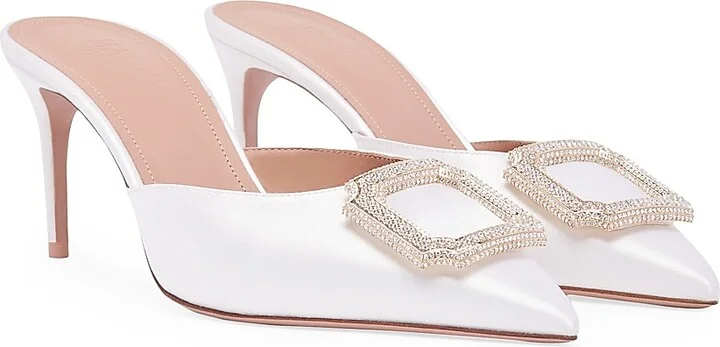 Women's Mona 70MM Satin Mules - White - Size 11 - Image 3