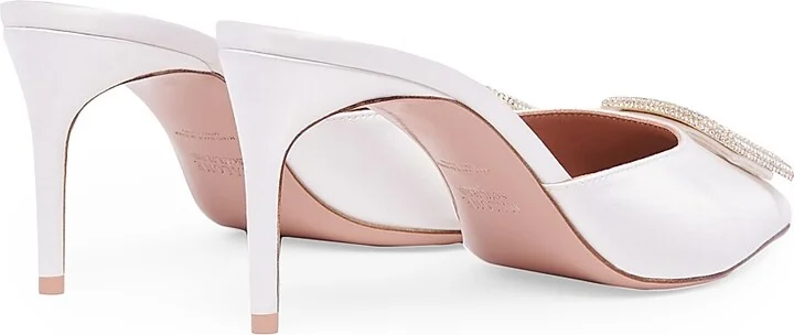 Women's Mona 70MM Satin Mules - White - Size 11 - Image 4