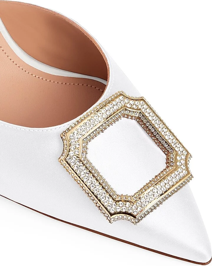 Women's Mona 70MM Satin Mules - White - Size 11 - Image 5