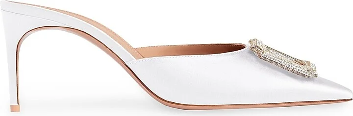 Women's Mona 70MM Satin Mules - White - Size 11