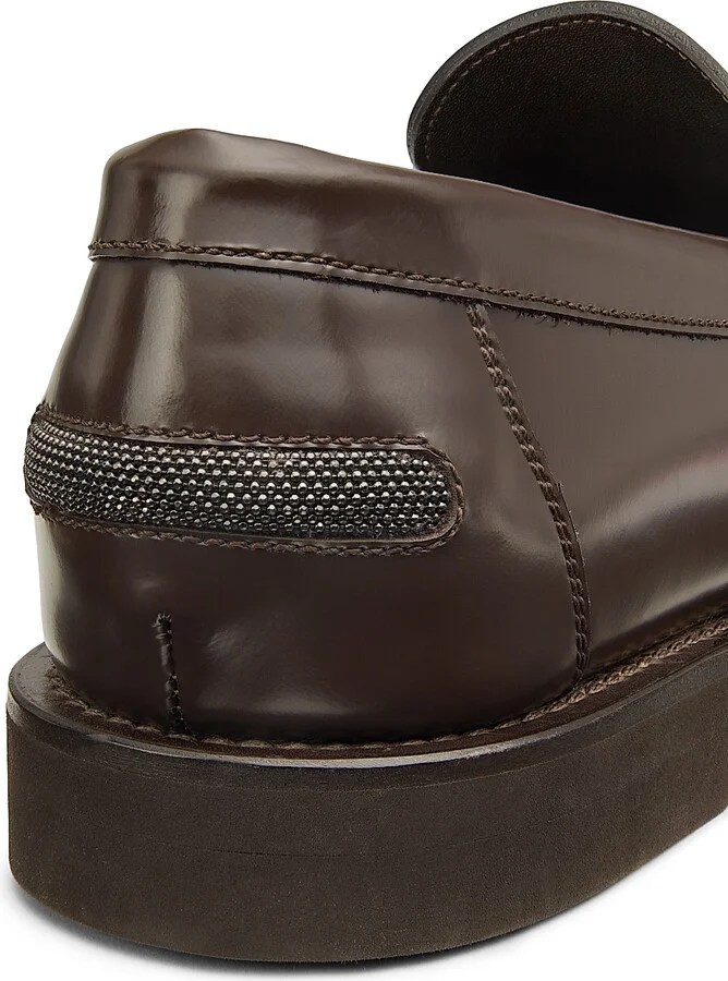 Women's Monili-Detailed Leather Loafers - Dark Brown - Size 6 - Image 5