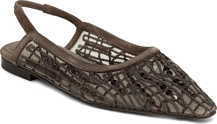 Women's Monili & Sequin- Embellished Slingback Ballet Flats - Brown - Size 7 - Image 2