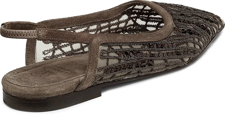 Women's Monili & Sequin- Embellished Slingback Ballet Flats - Brown - Size 7 - Image 3