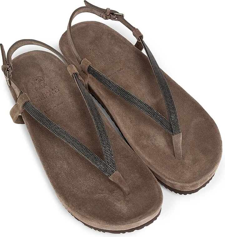 Women's Monili Strappy Leather Sandals - Grey Brown - Size 6.5 - Image 4