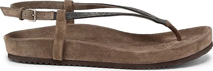 Women's Monili Strappy Leather Sandals - Grey Brown - Size 6.5