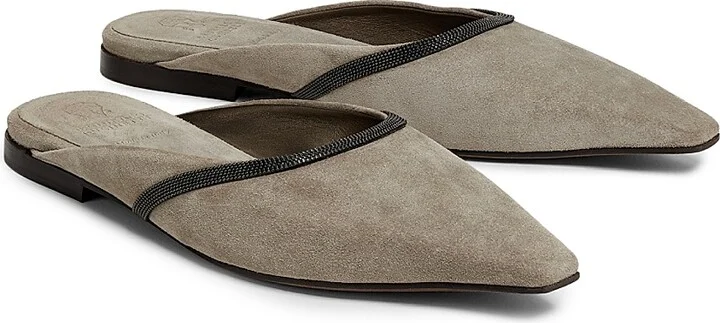 Women's Monili-Trimmed Suede Mules - Ice - Size 7 - Image 2