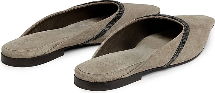 Women's Monili-Trimmed Suede Mules - Ice - Size 7 - Image 3