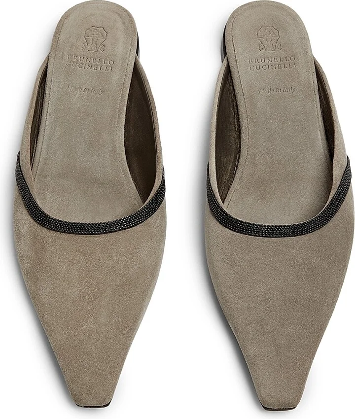 Women's Monili-Trimmed Suede Mules - Ice - Size 7 - Image 4