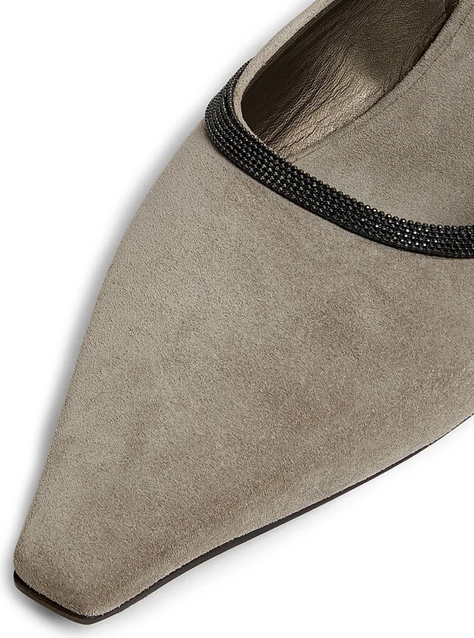 Women's Monili-Trimmed Suede Mules - Ice - Size 7 - Image 5