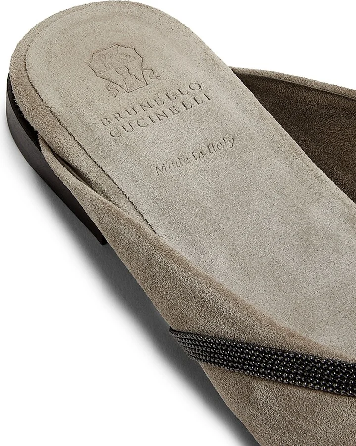 Women's Monili-Trimmed Suede Mules - Ice - Size 7 - Image 6