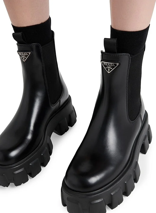 Women's Monolith Brushed Leather Chelsea Boots - Black - Size 5 - Image 2