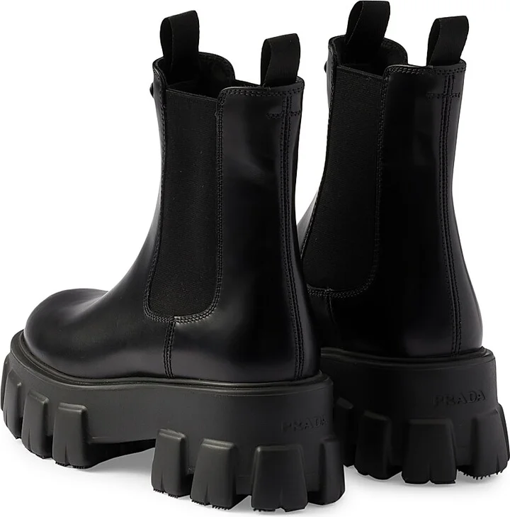 Women's Monolith Brushed Leather Chelsea Boots - Black - Size 5 - Image 4