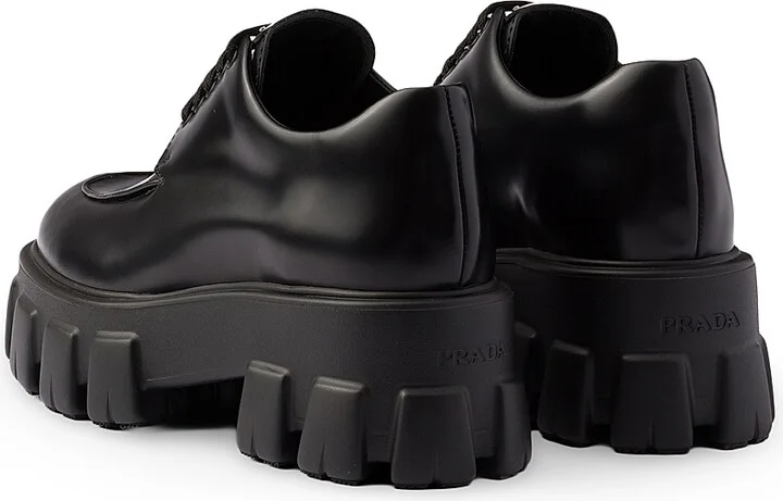 Women's Monolith Brushed Leather Lace-Up Shoes - Black - Size 5 - Image 4