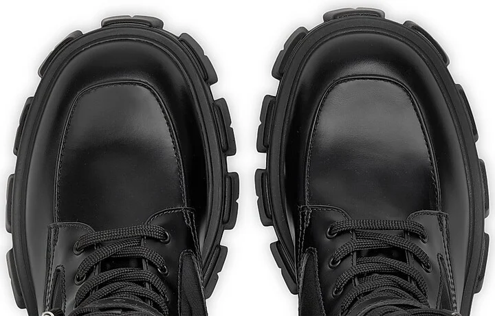 Women's Monolith Brushed Rois Leather and Nylon Biker Boots - Black - Size 6 - Image 3