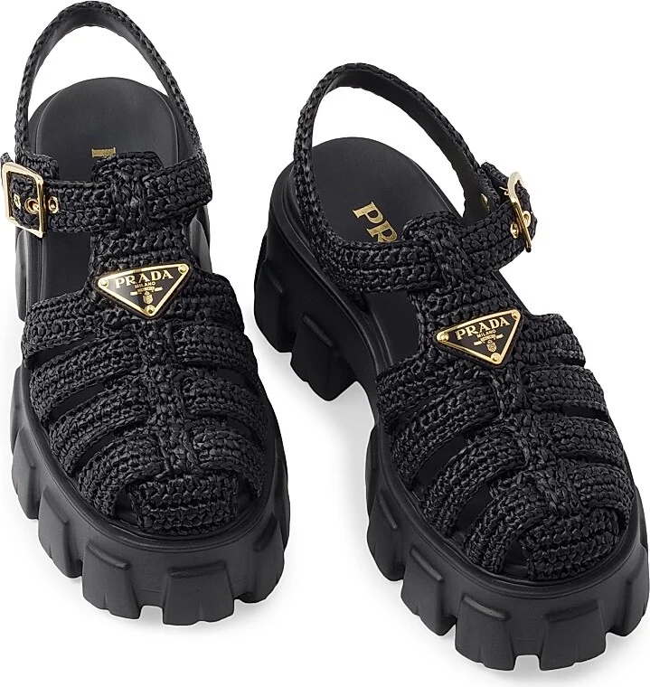 Women's Monolith Crochet Cage Sandals - Black - Size 5 - Image 3