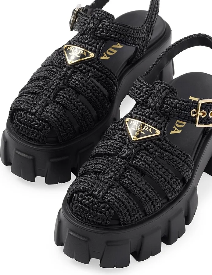 Women's Monolith Crochet Cage Sandals - Black - Size 5 - Image 5