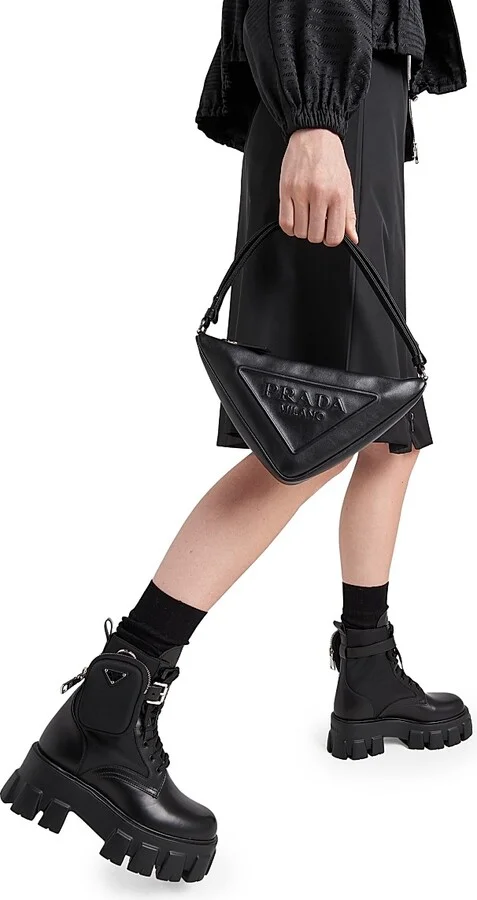 Women's Monolith Leather and Re-Nylon Boots with Pouch - Black - Size 5 - Image 2